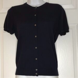 J. Crew Women’s Navy Blue 100% Cotton Knit Button-Down Top M